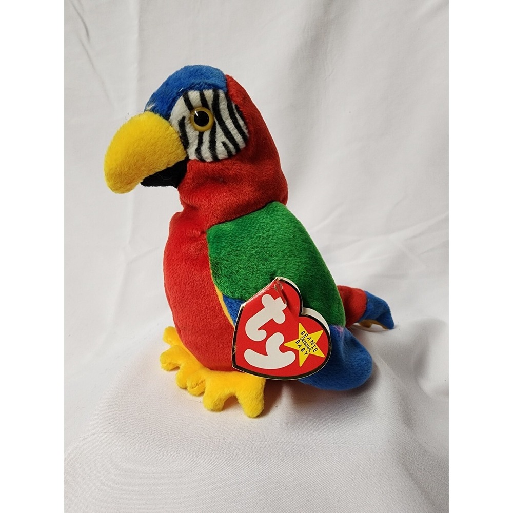 Ty Beanie Baby Jabber‎ The Parrot Tropical Bird Birthday October 10 1997  errors